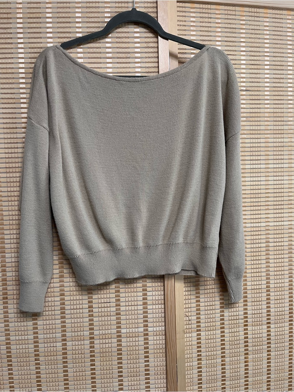 Nasty Gal Off-the-Shoulder Boatneck Sweater in Taupe